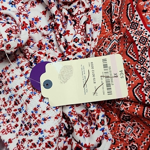 Saint John's Bay Women's Skirt Stretchy Casual Floral Red White Plus Size 4X NWT - Picture 8 of 13